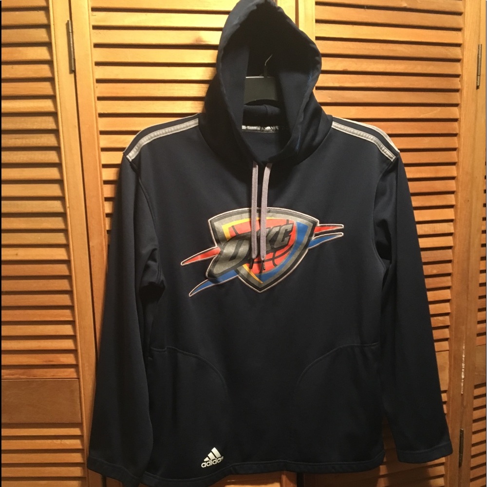 Vintage Adidas Navy Blue OKC Oklahoma City Basketball Hooded Sweatshirt